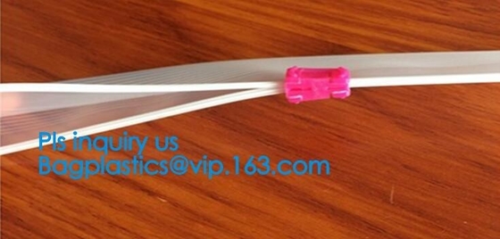 vacuum bags without teeth double color flange zipper, PVC Plastic Slider Zipper For Plastic Zipper Pouch, double color f