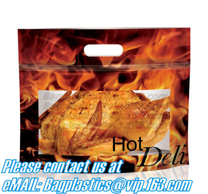 Hot chicken bags, Polypropylene Pouches, rotisserie chicken bags, Stand up Pouches