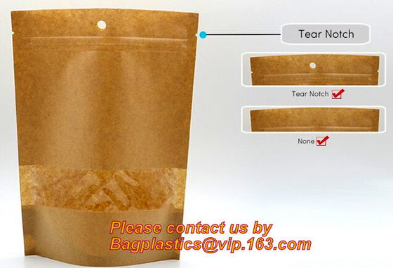 Foil Kraft Paper Bag Coconut Packaging Bags Doypack with Clear Window,500g 1kg 16oz Zip lockkk Food Packaging Bag Customize