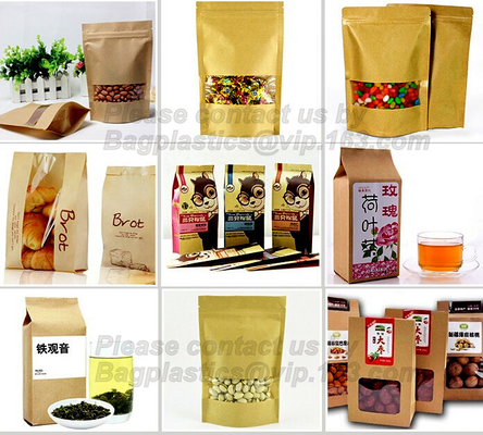Foil Kraft Paper Bag Coconut Packaging Bags Doypack with Clear Window,500g 1kg 16oz Zip lockkk Food Packaging Bag Customize