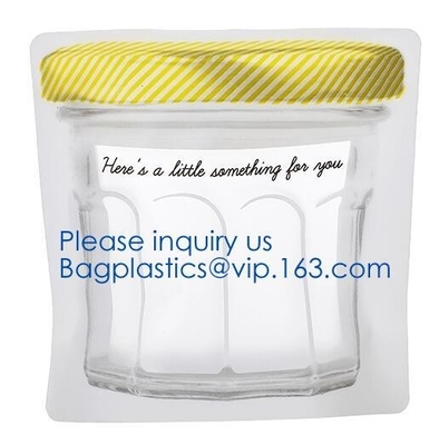 Biodegradable Customized Shaped Food Container Plastic Bag Clear Mason Bottle Modeling Zippers Storage Snacks Plastic ba