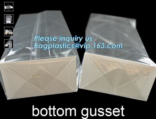 Factory wholesale side gusset clear polybag plastic square flat bottom bopp bag side gusset cello bag bagease bagplastic