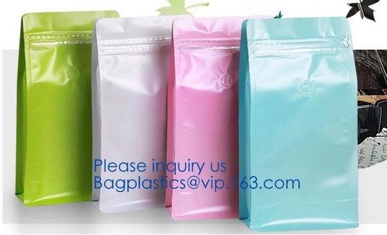 Easy Tear Zipper Top Coffee Stand Up Foil Zipper Bag Side Gusset Bags Square Block Flat Bottom Zip lockkk Packaging Pouch