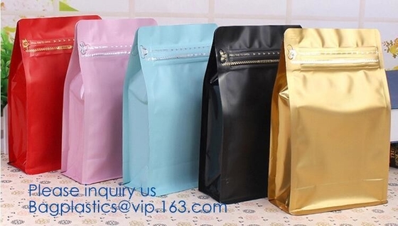 Easy Tear Zipper Top Coffee Stand Up Foil Zipper Bag Side Gusset Bags Square Block Flat Bottom Zip lockkk Packaging Pouch