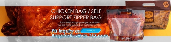 Hot Deli bag Chicken stand up pouch bag, matt transparent frozen chicken BOPP/CPP packaging bag, Hot Chicken bag