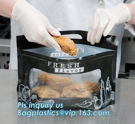 Hot Deli bag Chicken stand up pouch bag, matt transparent frozen chicken BOPP/CPP packaging bag, Hot Chicken bag