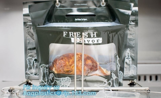 Anti Fog Function Plastic Zipper Roasted Chicken Packaging Bag, slide zipper hot chicken bags/ roasted chicken plastic p