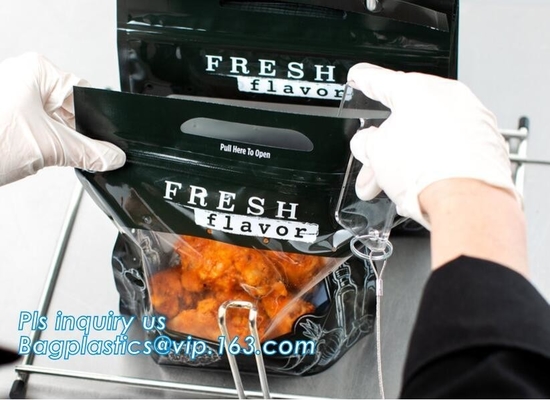 Stand up food airtight roasting chicken packaging bag, hot chicken hot food plastic bag, Resealable Plastic Roast Chicke