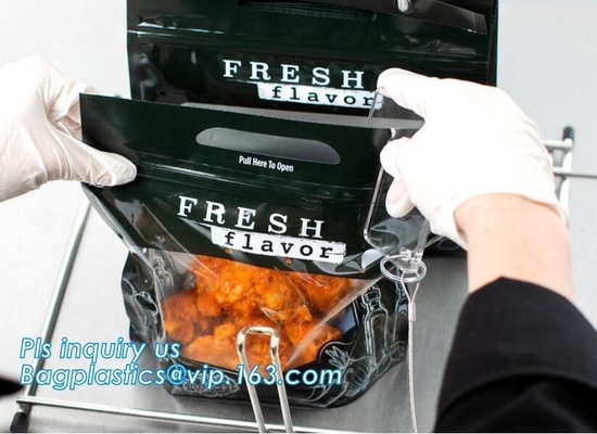 Stand up food airtight roasting chicken packaging bag, hot chicken hot food plastic bag, Resealable Plastic Roast Chicke