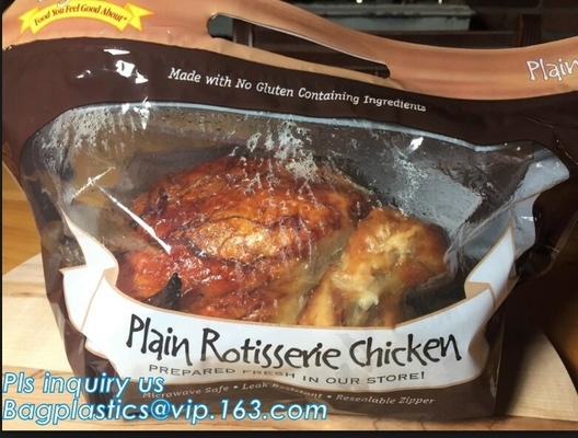 Aluminum foil vacuum frozen roast chicken packaging bag, chicken packaging bag with punch handle, PET chicken oven bag
