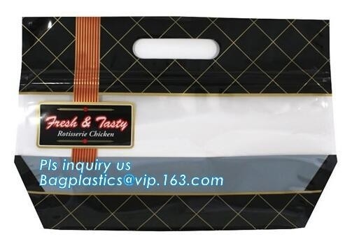 Aluminum foil vacuum frozen roast chicken packaging bag, chicken packaging bag with punch handle, PET chicken oven bag