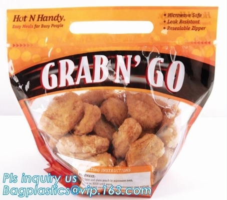 Aluminum foil vacuum frozen roast chicken packaging bag, chicken packaging bag with punch handle, PET chicken oven bag