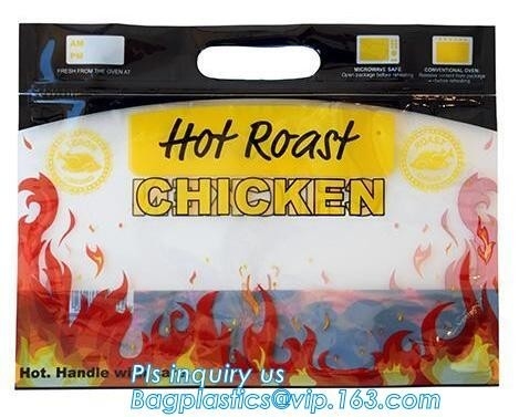 microwavable reusable plastic oven bag,turkey oven bag, anti-fog roasted chicken bag with zipper, cooking food packaging