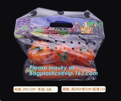 Hang Hole Plastic Stand Up Cherry Bag Factory, Fresh fruit bag(Cherry/Lichi/grape), Perforated Standup Bag for Fruit Pac