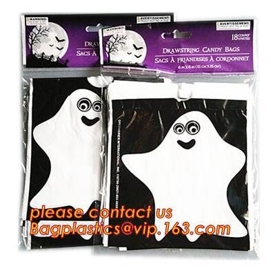 Plastic Halloween Treat Gift Bags Christmas Candy Bags,50pcs Halloween treat bag/ PE bag/gift bag with opp bag and heade