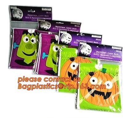 Plastic Halloween Treat Gift Bags Christmas Candy Bags,50pcs Halloween treat bag/ PE bag/gift bag with opp bag and heade