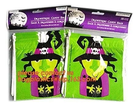 Plastic Halloween Treat Gift Bags Christmas Candy Bags,50pcs Halloween treat bag/ PE bag/gift bag with opp bag and heade