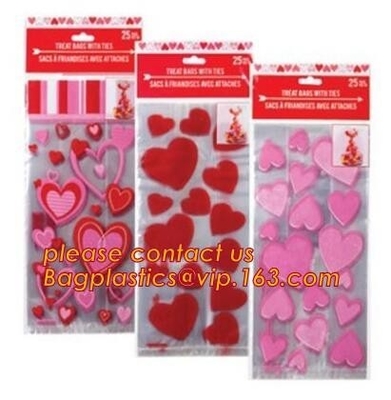 Decorative Candy Cello Bag Valentine's Day Clear Plastic Treat Bag,valentine's day Promotion gift colorful heart silicon