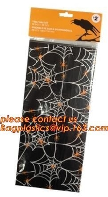 gravure printing halloween party bag, cute design food grade plastic cookie packing,halloween shrink cello treat bags fo