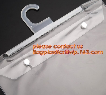 Hanger Hook Plastic PVC Bags With Button Closure Packaging Bags for Clothes Swimwear Bikini,100% ECO-friendly men's unde