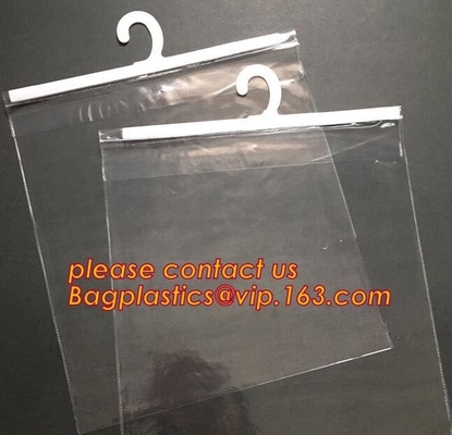 reusable transparent hanger hook plastic bags,degradable d2w hdpe/ldpe die cut / punch handle plastic door hanger bags