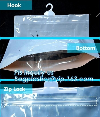 Stationery Set Transparent Plastic Bow Handle Hanger Zipper Lock Cosmetic Pvc Bag With Zip lockkk,Hanger Plastic Hook Bag f