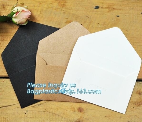 Matt black card paper envelope in A4 A5 B5 C5 C6 A3 size with custom logo printing color foil rose gold stamping silver