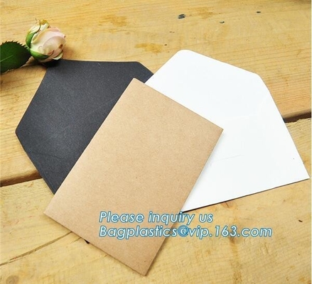 Matt black card paper envelope in A4 A5 B5 C5 C6 A3 size with custom logo printing color foil rose gold stamping silver