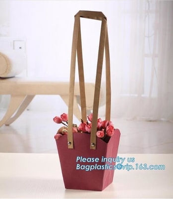 Paper Bag Manufacturer OEM Best Quality CMYK Colored Kraft Paper Gift Bag Flower Carrier Bags，customized flower carrier