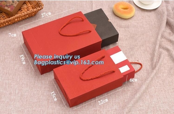 Luxury Customized Gold embossed Logo full color Print made by 250gsm C1S Art Gift Shopping Paper Bag With Ribbon Bow Han