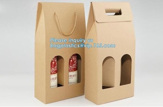 Bottle Bag Present Wine Bottle Gift Decorative Paper Bags with metal handle,Wine Packing Kraft Paper Bag with Twist Hand