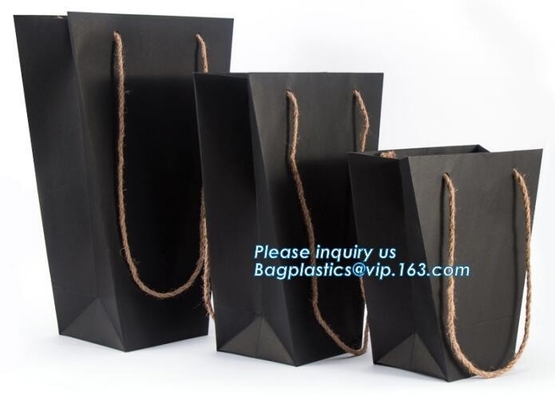 Flower Carrier Bag Customized Pot Plants Kraft Paper Bag With Handle Stamping Logo