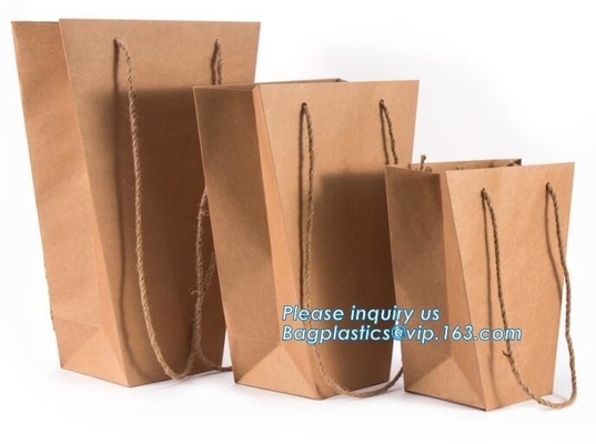 Flower Carrier Bag Customized Pot Plants Kraft Paper Bag With Handle Stamping Logo