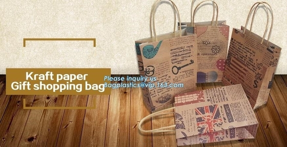 Flower Carrier Bag Customized Pot Plants Kraft Paper Bag With Handle Stamping Logo