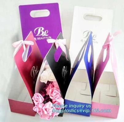 Free Design!! Free Sample!!! flower carrier bag transparent window paper bag valentine's gift clear window bags sample f