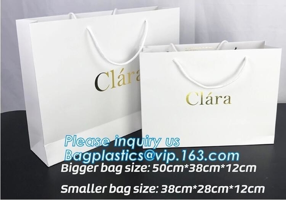 Kraft Paper Shopping Bag With Ribbon Handles , Bowknot Shopping Bag