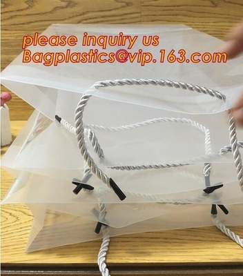 plastic clear heat seal square bottom pp bag with plastic handle,gift bag transparent shopping handle bag bagease pac