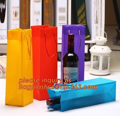 Ribbon Handle eco friendly Plastic PP Package Bag for Flowers Bouquet,Semitransparent PVC Plastic Tote Bag Environmental