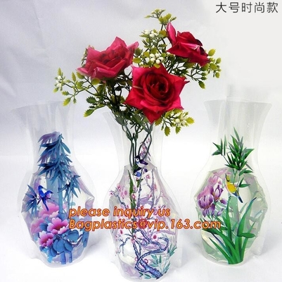 artificial foldable pvc decorative wedding plastic vase,pp plastic flower sleeve bag,pp transparent flower single rose s