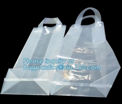 Rope shopping die cut handle tote bag plastic bag soft loop handle bag,Bottom Gusset Soft Loop Handle Food Plastic Bag w