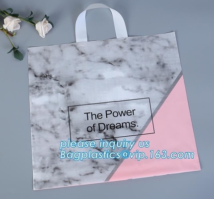 biodegradable plastic shopping bags with own logo,Low Density Glossy Plastic Handle Merchandise Clothing Die Cut Packing