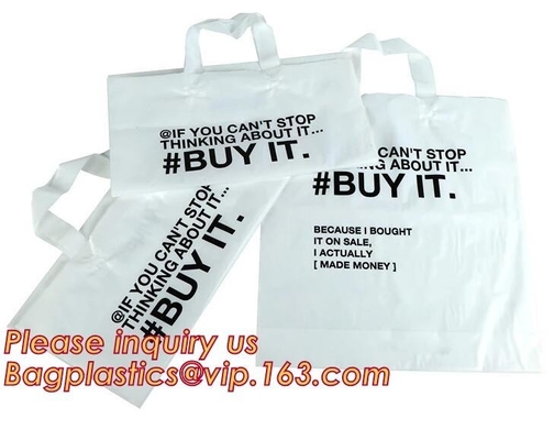 Manufacturer Custom Logo Printing soft loop handle plastic bag,promotional 100% biodegradable custom printed soft loop h