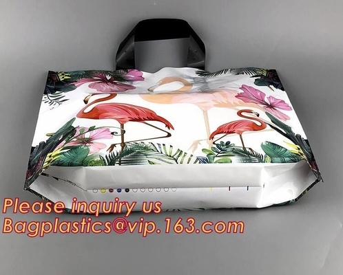 100% Biodegradable fashionable leopard printed soft loop plastic bag,Custom Printed Stand Up Block BottomSoft Loop Handl