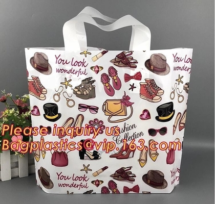 custom design biodegradable soft loop handle plastic bag,Fashion colored soft loop bag die cut bag for clothes, shopping