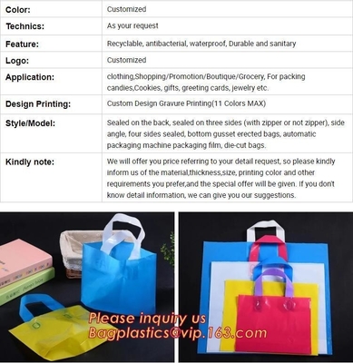 Multiple Patterns Floral Plastic Bags Boutique Gift Bag Clothing Packaging Soft Loop Handle Outdoor Shopping Accessories