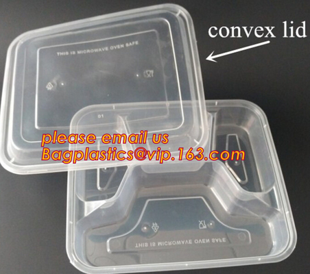 Disposable Plastic 4 Compartment Food Thermal Lunch Container Box,Plastic Takeaway Food Box with conjoined cover bagease