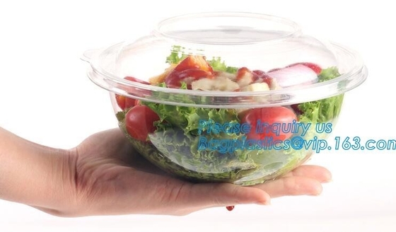 1250ml Clear Round Disposable Large PET Plastic Fruit Salad Bowl with Lid Packaging Cup,Disposable PET Plastic Salad Bow