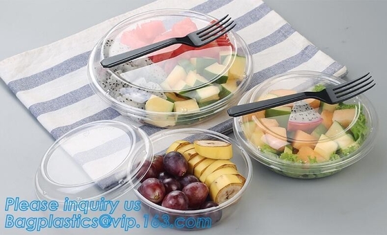 32oz Disposable Clear PET Plastic Salad Bowl With Lid PLA Biodegradable Salad Bowl,24oz Pet Disposable Plastic Salad Bow