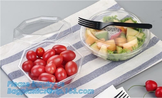 32oz Disposable Clear PET Plastic Salad Bowl With Lid PLA Biodegradable Salad Bowl,24oz Pet Disposable Plastic Salad Bow