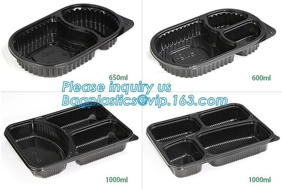 Food container tray,Black 5 Compartment Food Packaging Blister Plastic Fruit Tray,blister plastic microwave food ovenabl